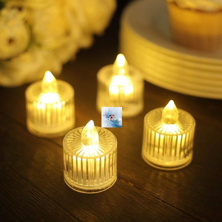 HOK Transparent Crystal LED Tealight Candles- Pack of 6pc