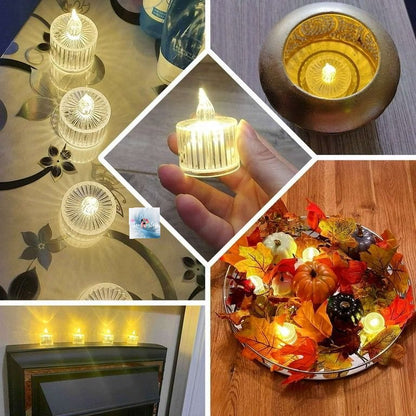 HOK Transparent Crystal LED Tealight Candles- Pack of 6pc