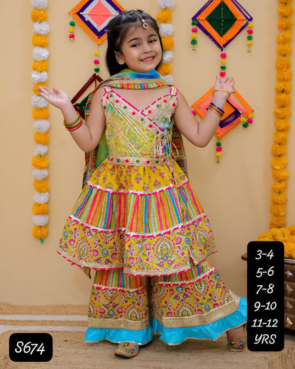 HOK Girls Kurti Skirt And Dupatta Set