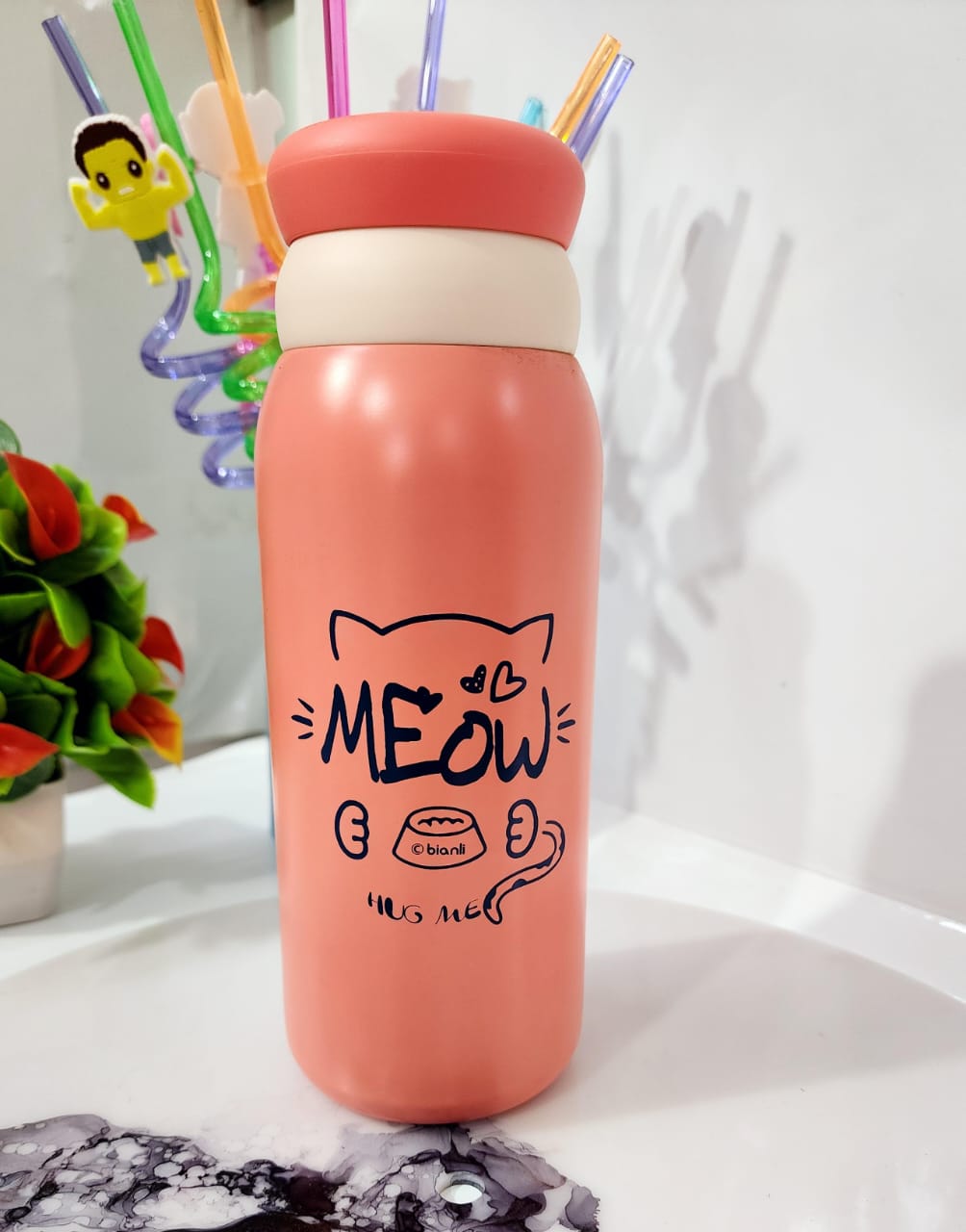 HOK Peach Meow Stainless Steel Insulated Bottle