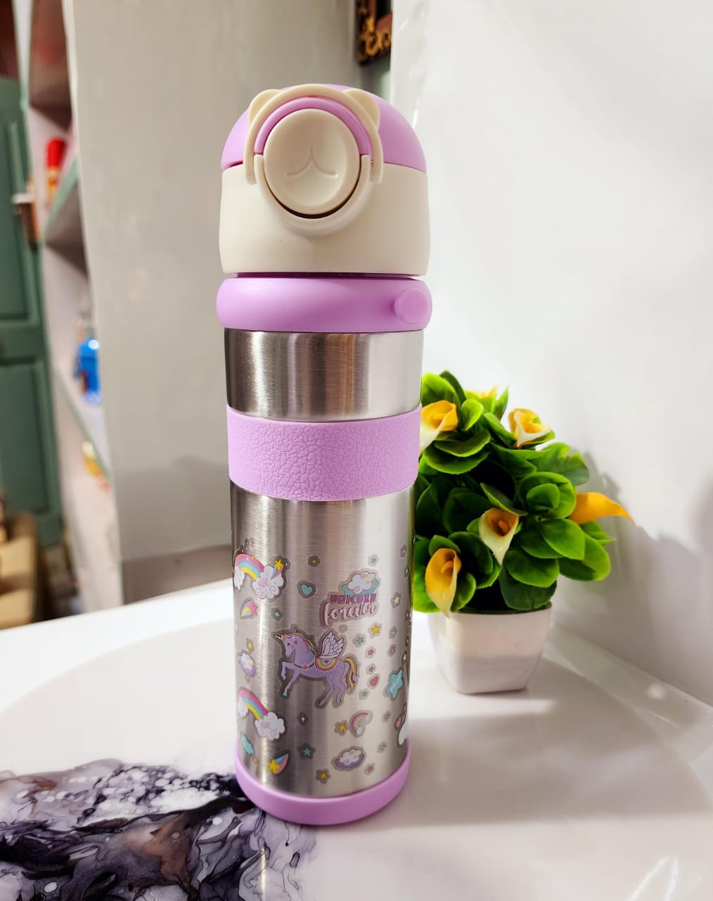 HOK Kids Stainless Steel Insulated Sipper Bottle with Strap- 600ml