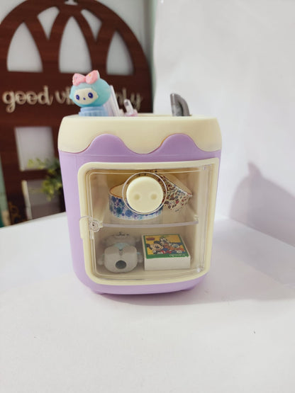 HOK Kawaii Pen Stand with Mini Cupboard and DIY Sticker Sheet