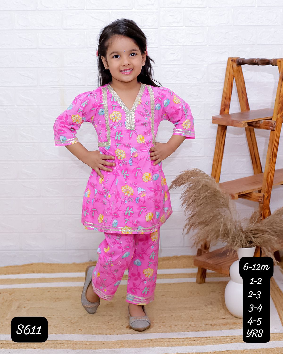 HOK Girls Cotton Kurti Pant Set