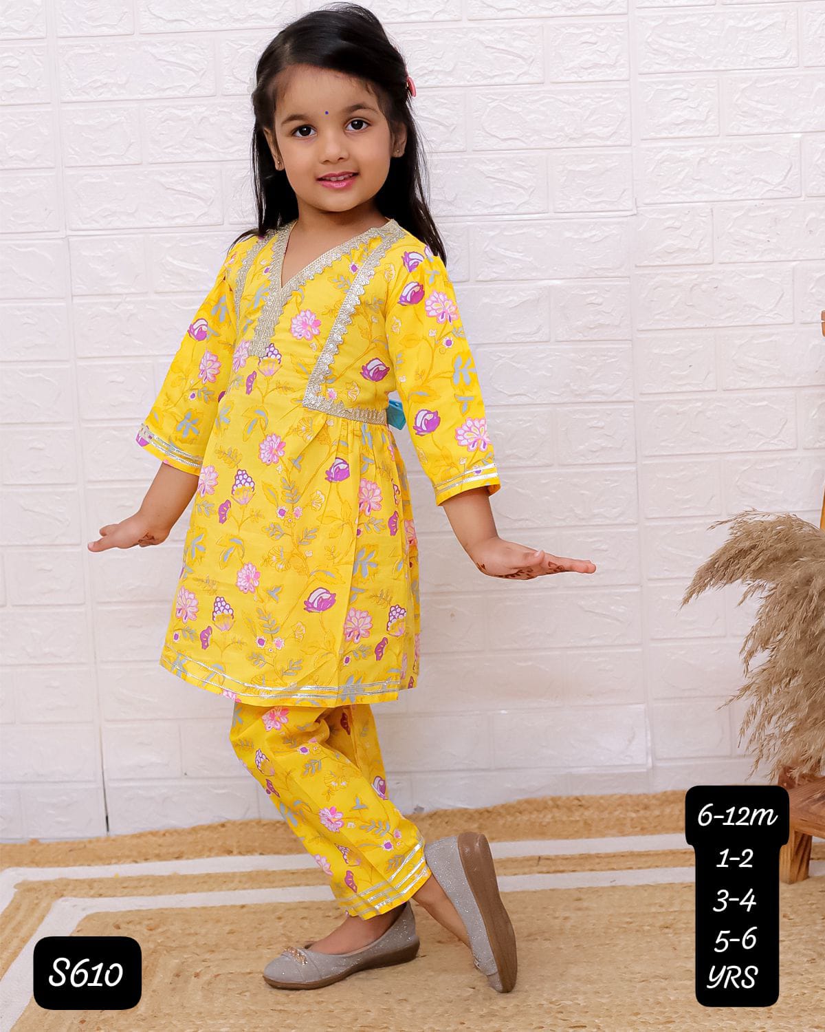 HOK Girls Cotton Kurti Pant Set