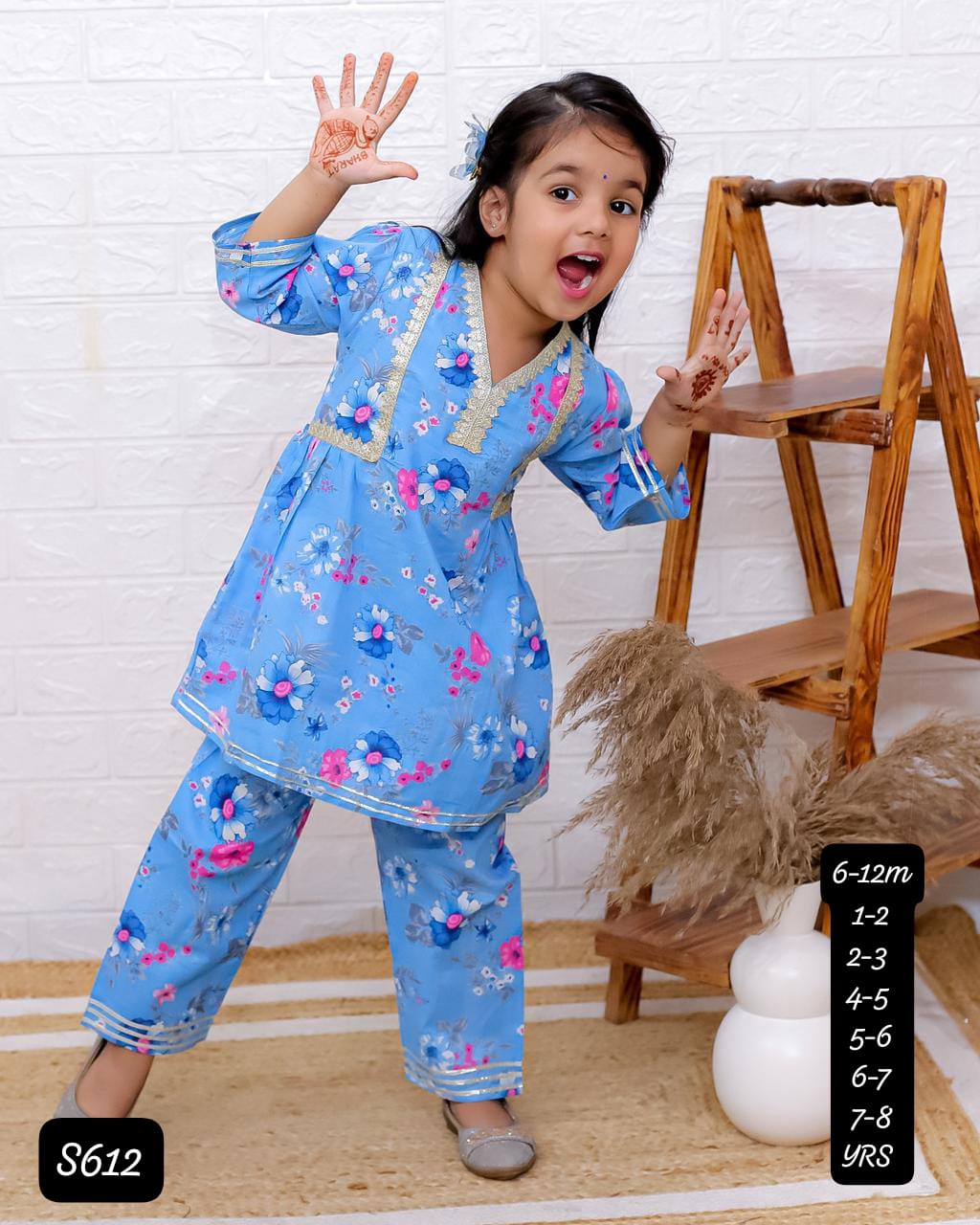 HOK Girls Cotton Kurti Pant Set