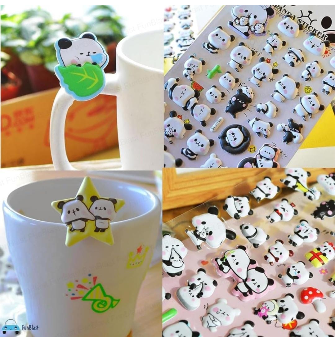 HOK 3D Puffy Panda Stickers- Pack of 4pc