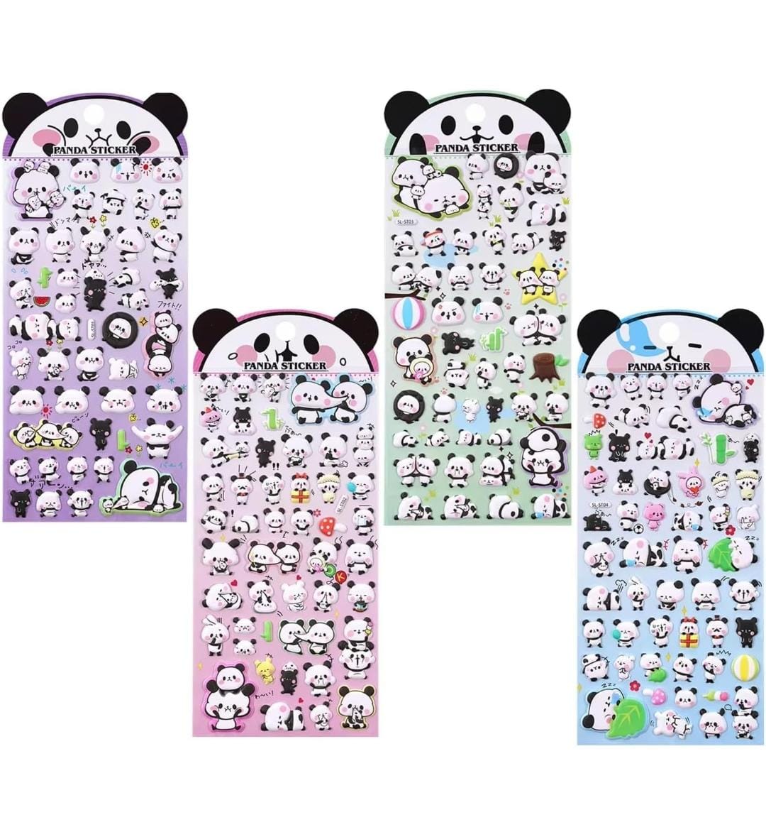 HOK 3D Puffy Panda Stickers- Pack of 4pc