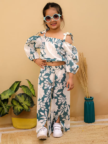 HOK Girl's Off-shoulder Plazo Coord Set