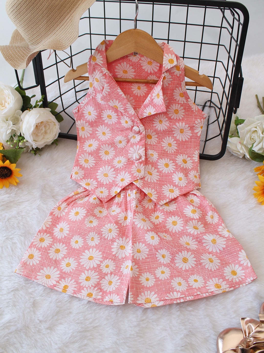 HOK Girls Beautiful Colar top & shorts Coord Set