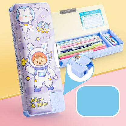 HOK Magnetic Pencil Box for Kids – Alice & Mimi Stationery Organizer with Compartments & Built-in Sharpener