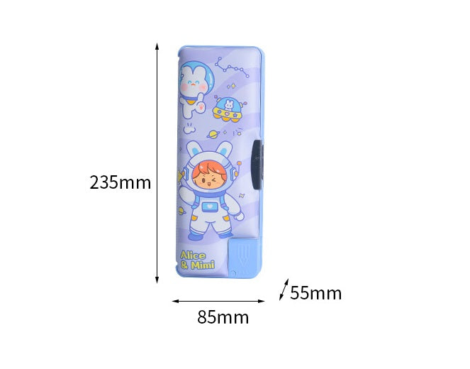 HOK Magnetic Pencil Box for Kids – Alice & Mimi Stationery Organizer with Compartments & Built-in Sharpener