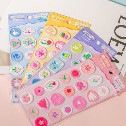 HOK Cute 3D Stamp Style Seal Stickers