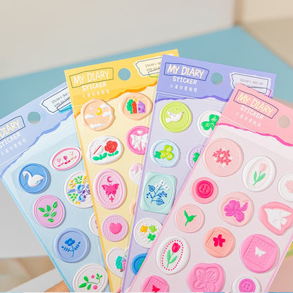 HOK Cute 3D Stamp Style Seal Stickers