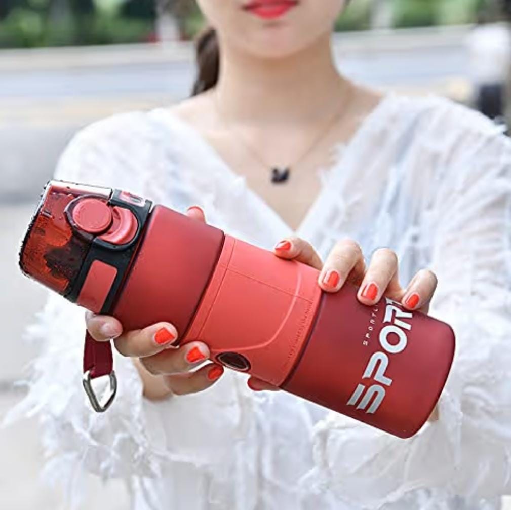 HOK Unbreakable Sports Bottle with Sipper & Straw 700ml- Random Color