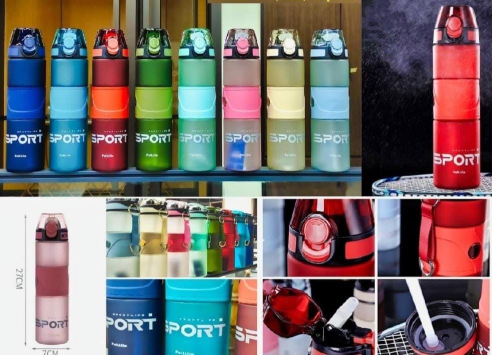 HOK Unbreakable Sports Bottle with Sipper & Straw 700ml- Random Color
