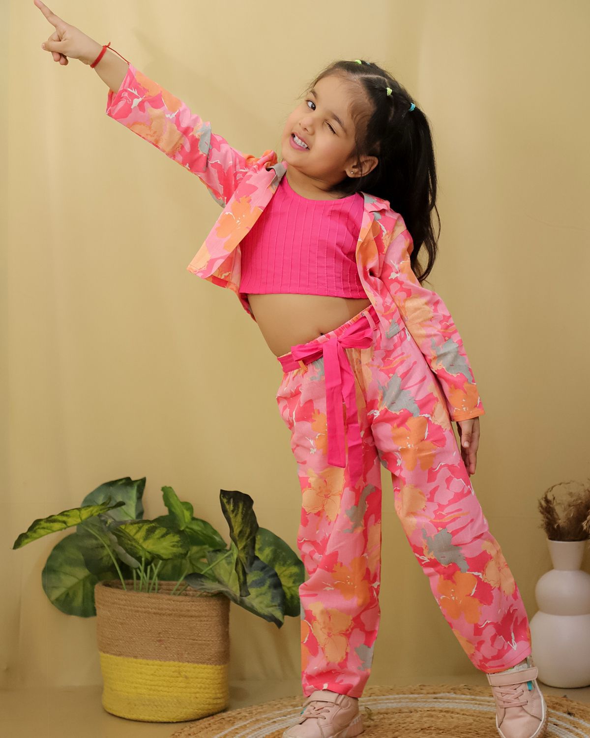 HOK Short Jacket High waist Cord Set for Girls