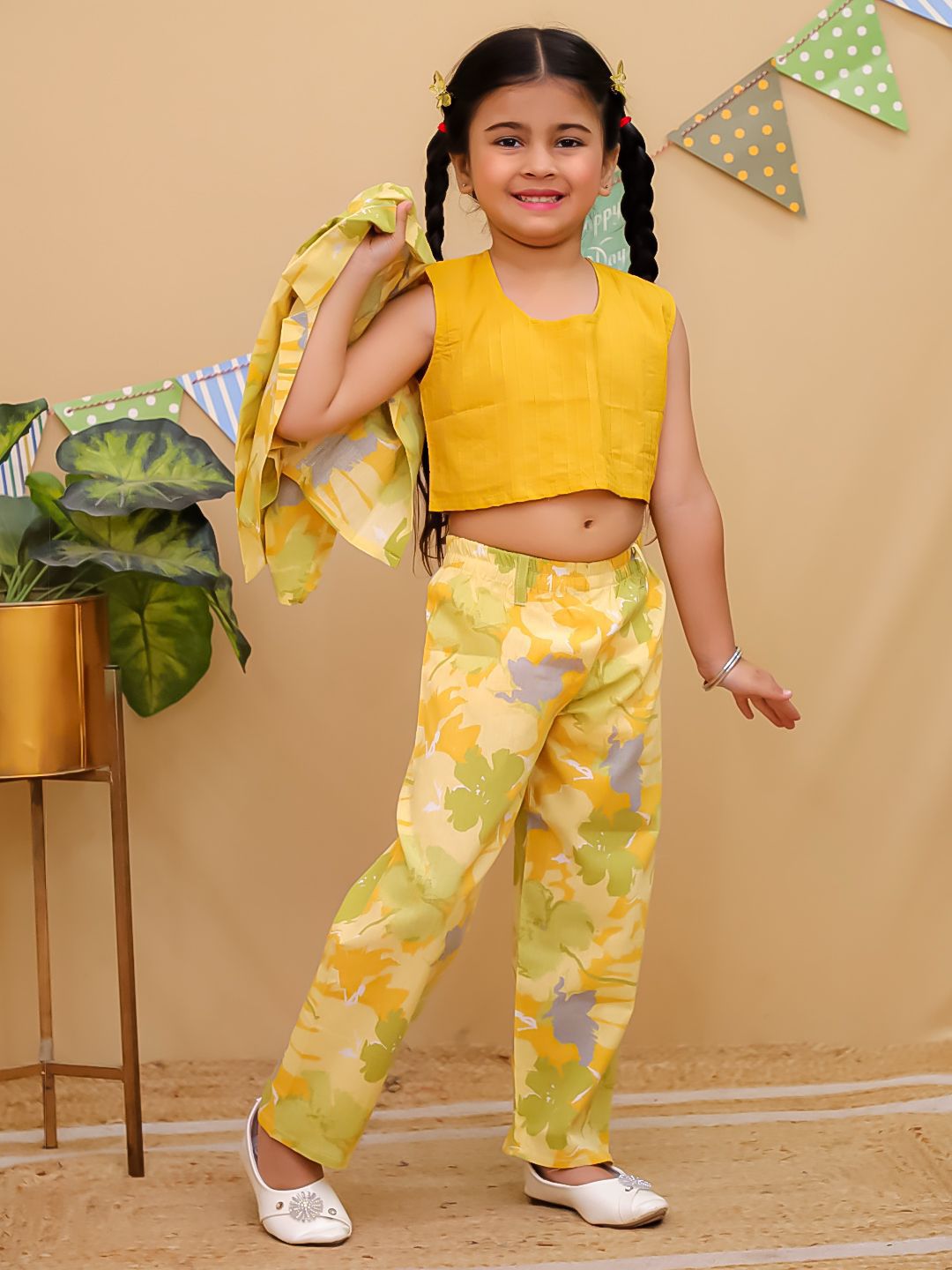 HOK Short Jacket High waist Cord Set for Girls