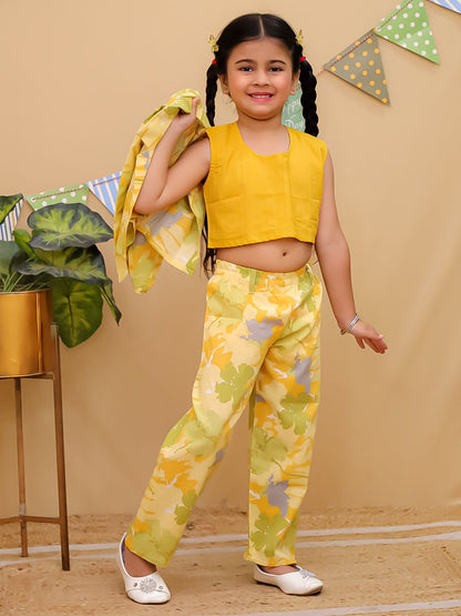 HOK Short Jacket High waist Cord Set for Girls