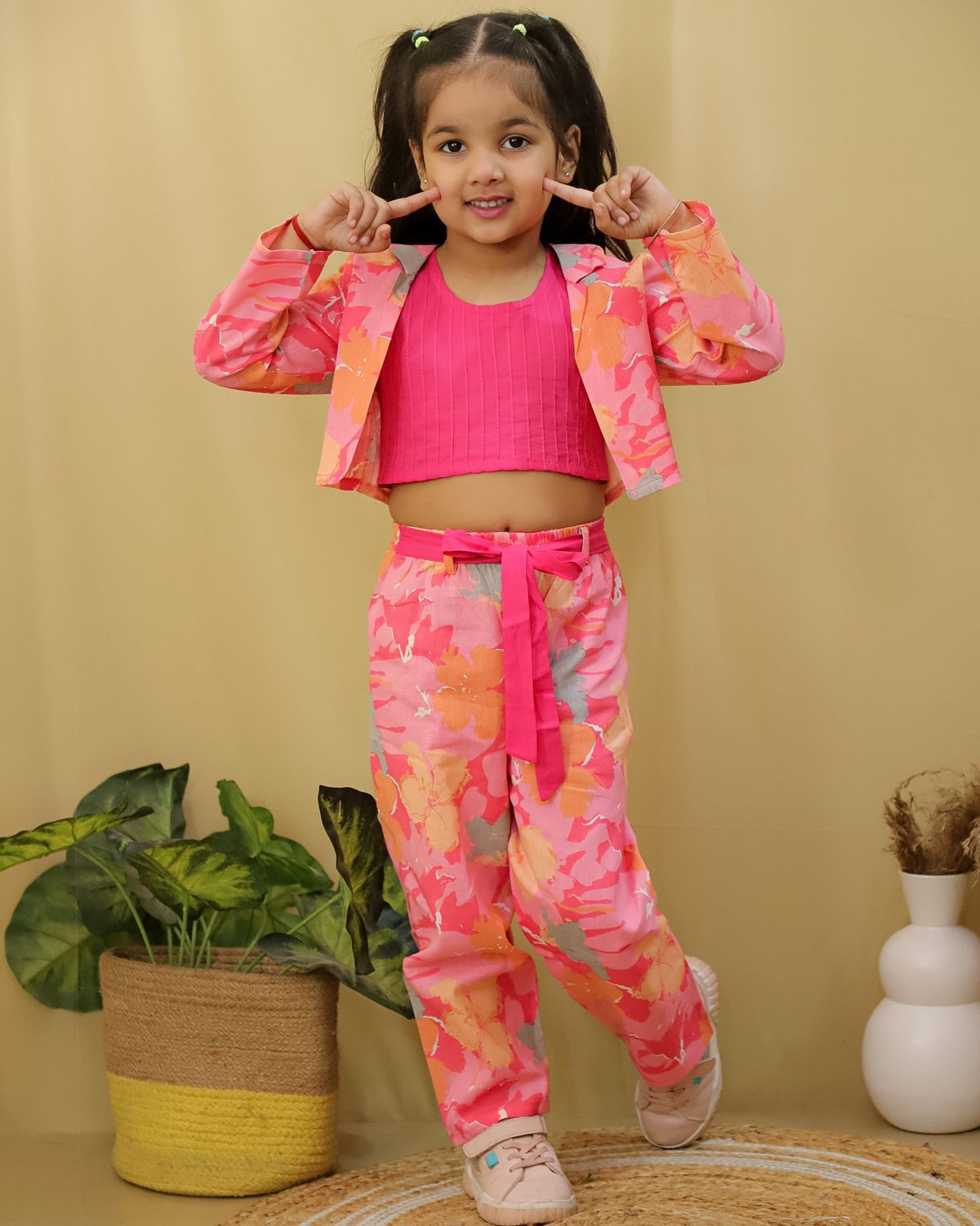 HOK Short Jacket High waist Cord Set for Girls