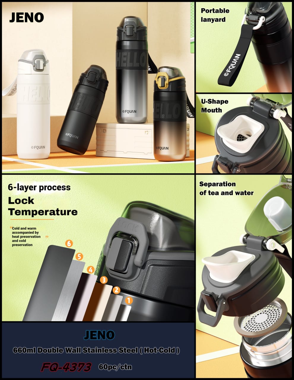 HOK 660ml Double wall Stainless Steel Thermal Bottle