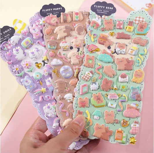 HOK Cute 3D Fluffy Kawaii Decorative Stickers