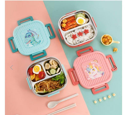 HOK Cute 3 Compartment Stainless Steel Lunch Box