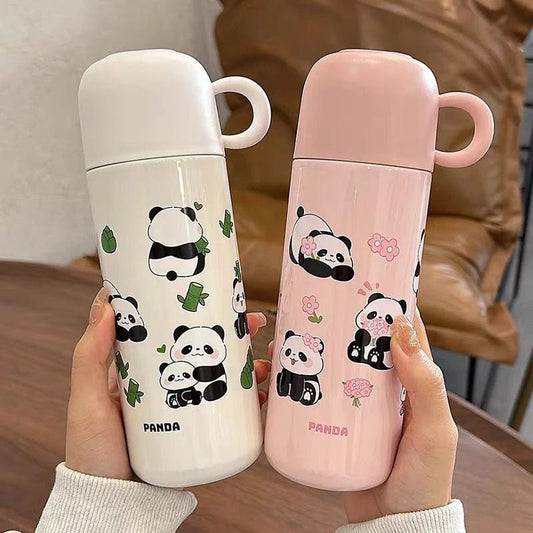 HOK 500ml Cute Panda Stainless Steel Thermos Bottle with Cup- Vacuum Insulated