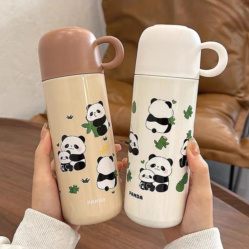 HOK 500ml Cute Panda Stainless Steel Thermos Bottle with Cup- Vacuum Insulated