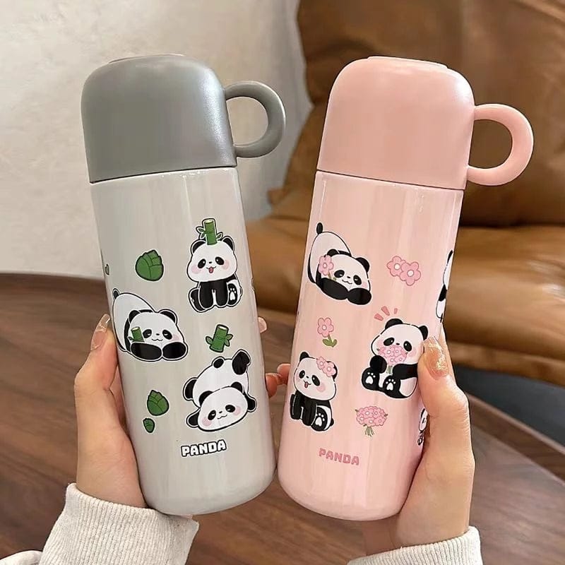 HOK 500ml Cute Panda Stainless Steel Thermos Bottle with Cup- Vacuum Insulated