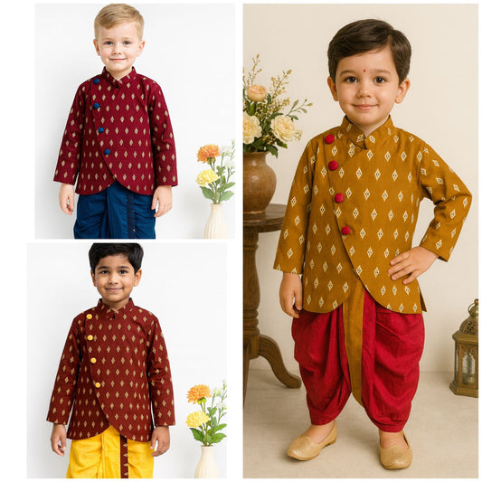 HOK Boys Traditional Sherwani Style Dhoti Kurta Set