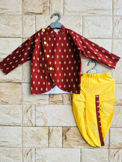 HOK Boys Traditional Sherwani Style Dhoti Kurta Set