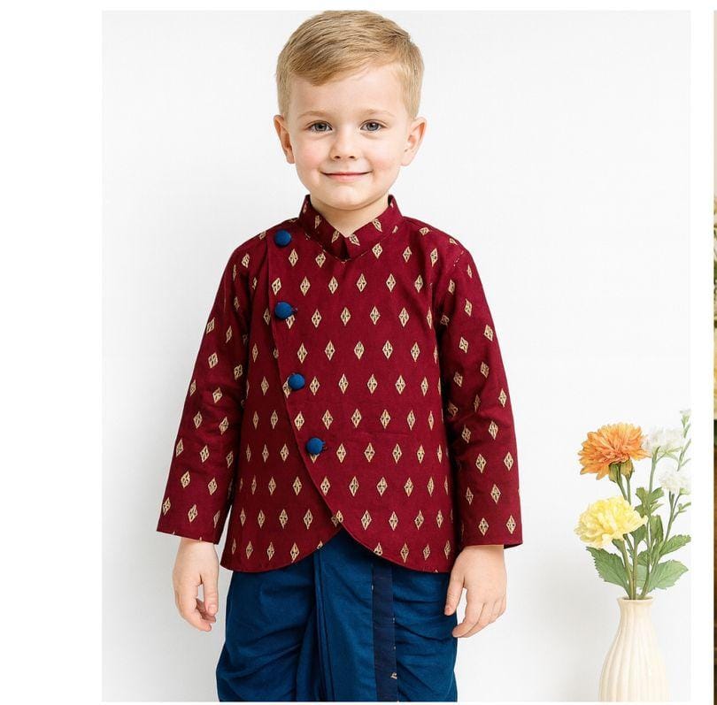 HOK Boys Traditional Sherwani Style Dhoti Kurta Set