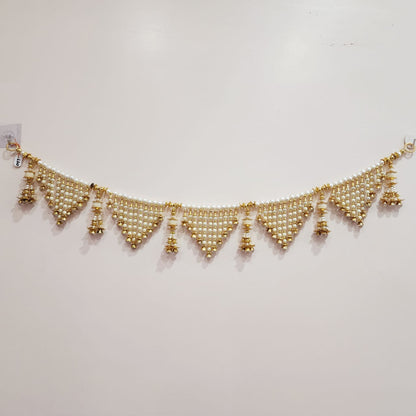 HOK Beautiful Golden & White Moti Work Toran