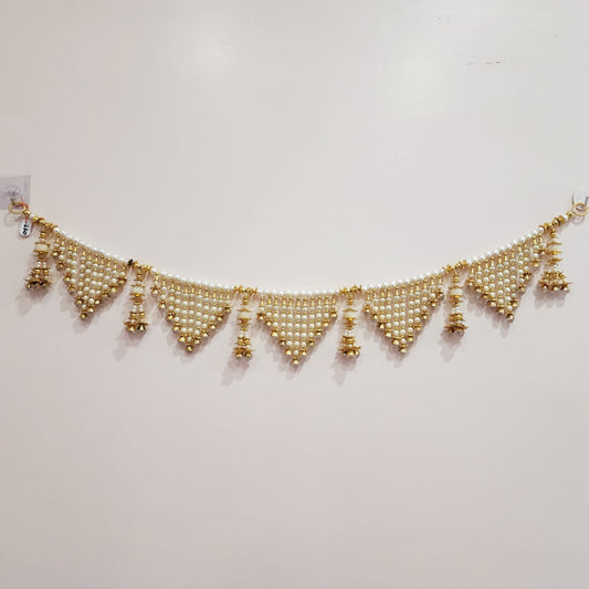 HOK Beautiful Golden & White Moti Work Toran