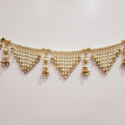 HOK Beautiful Golden & White Moti Work Toran