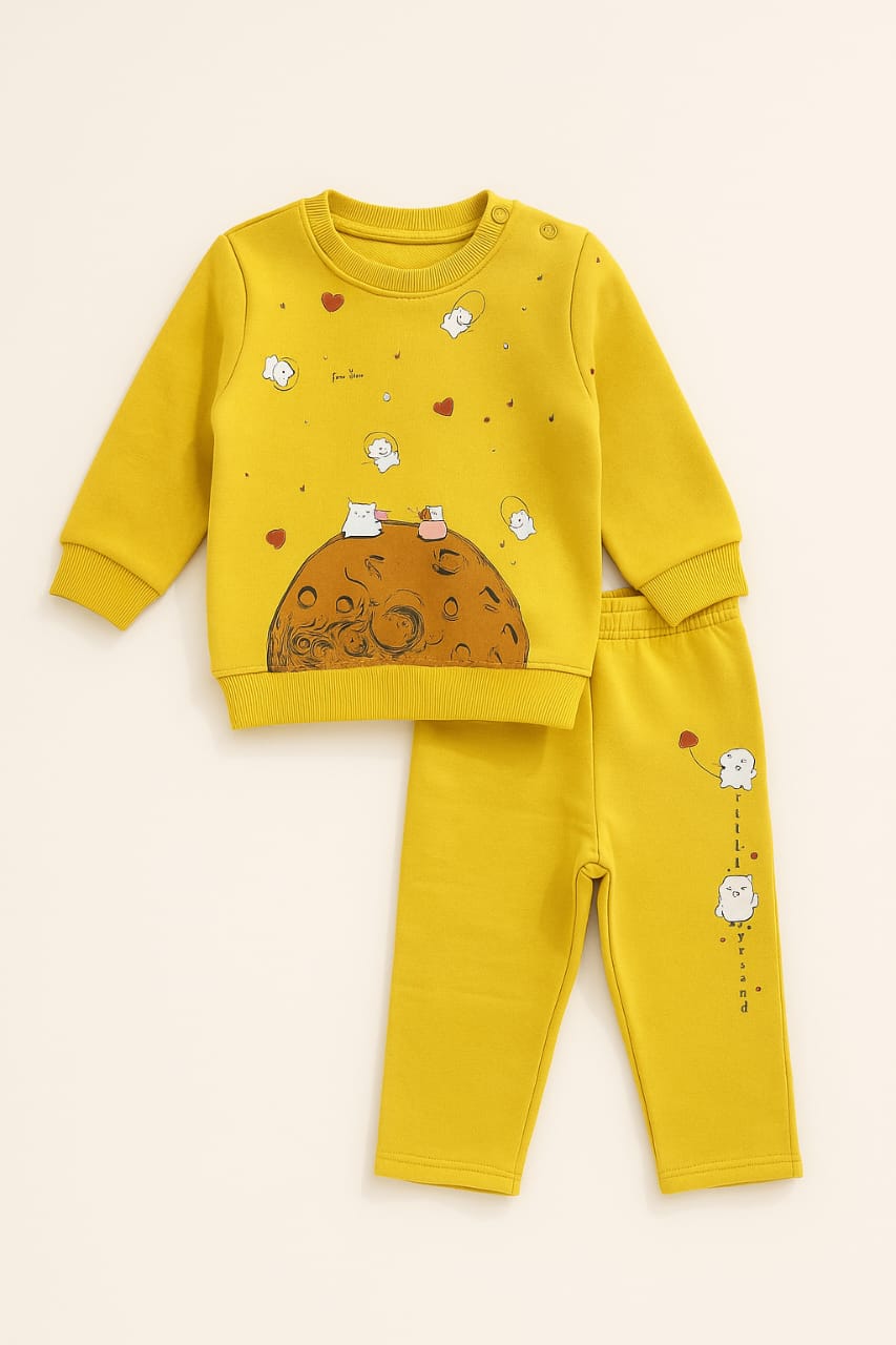 HOK Cute Space-Themed Sweatshirt & Pant Set for Kids