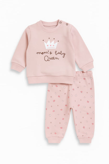 HOK Cute Pink Sweatshirt & Pant Set for Girls