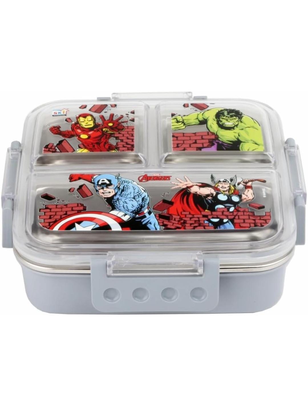 HOK Insulated Brunch 3 Compartment Stainless Steel Lunch Box- 600ml