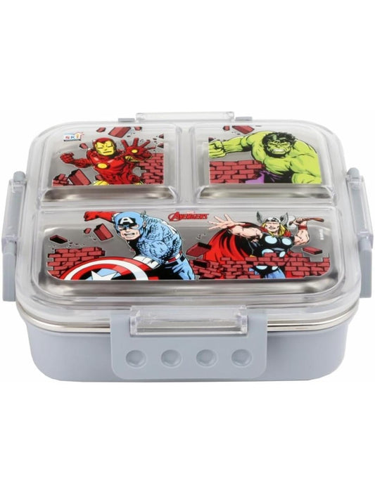 HOK Insulated Brunch 3 Compartment Stainless Steel Lunch Box- 600ml