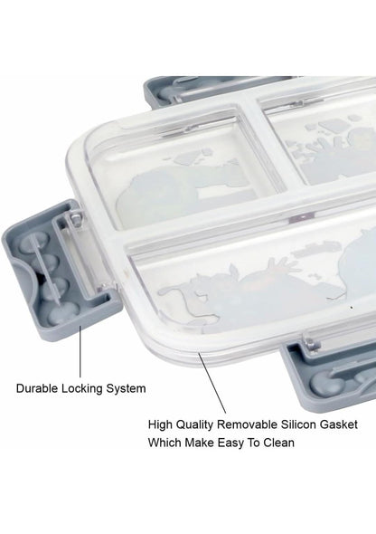 HOK Insulated Brunch 3 Compartment Stainless Steel Lunch Box- 600ml