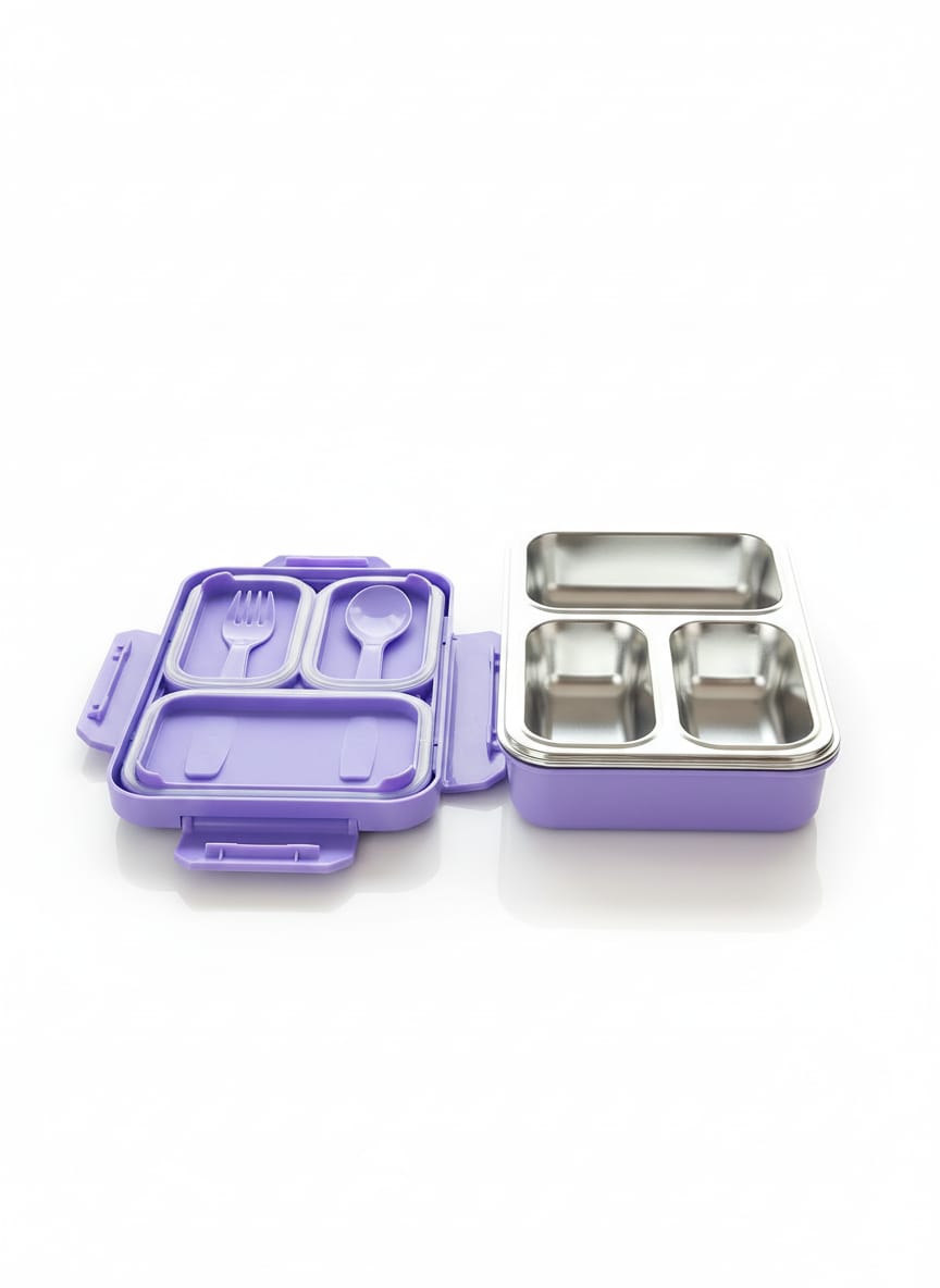 HOK Happy Meal 3 Compartment Stainless Steel Lunch Box