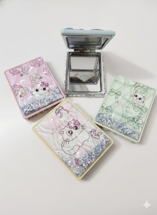 HOK Cute Glitter Compact Mirror- Pack of 1pc