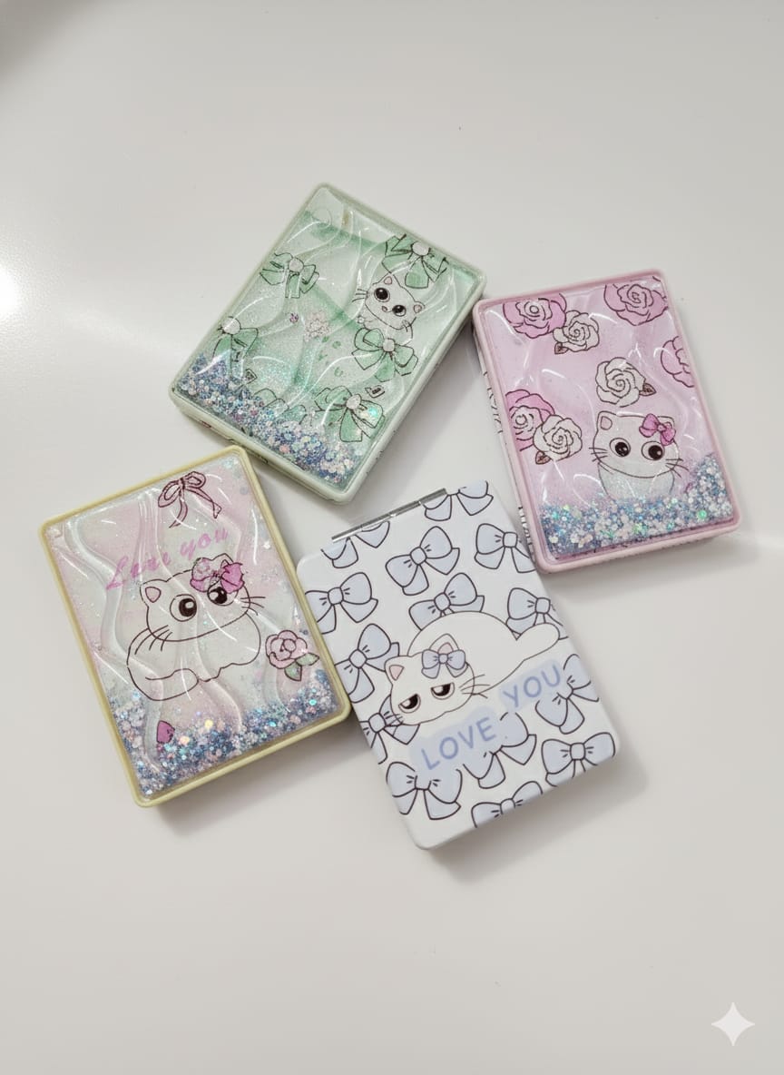 HOK Cute Glitter Compact Mirror- Pack of 1pc