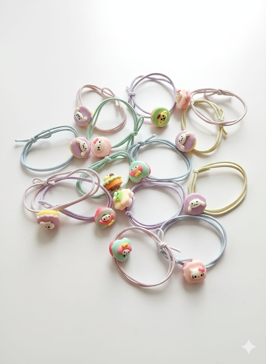 HOK Cute Pastel Kids Hair Tie Set- Pack of 10 pc
