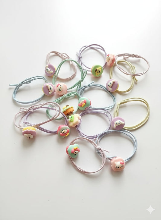 HOK Cute Pastel Kids Hair Tie Set- Pack of 10 pc