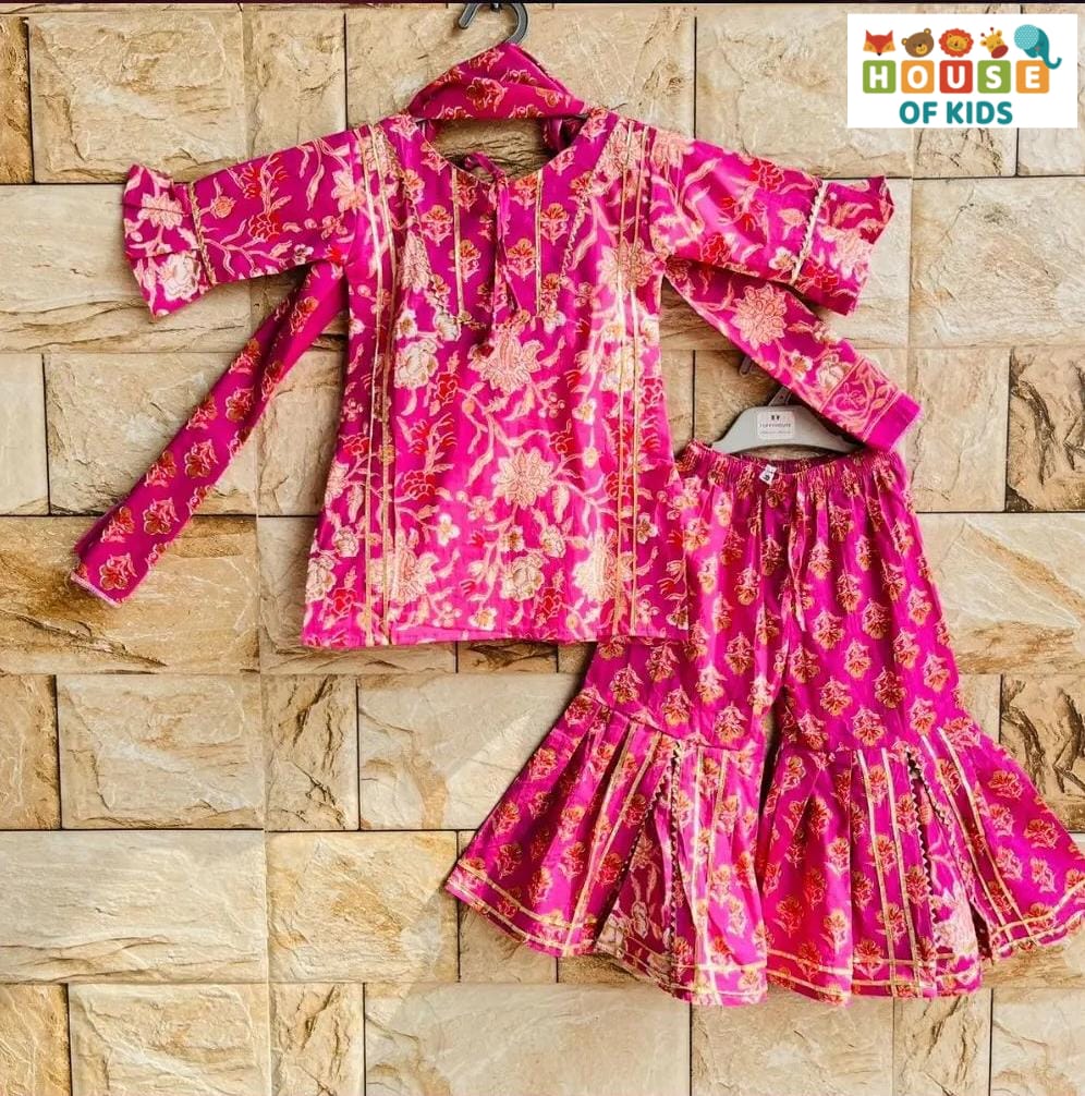 Girls Kurti Sharara with Dupatta Set