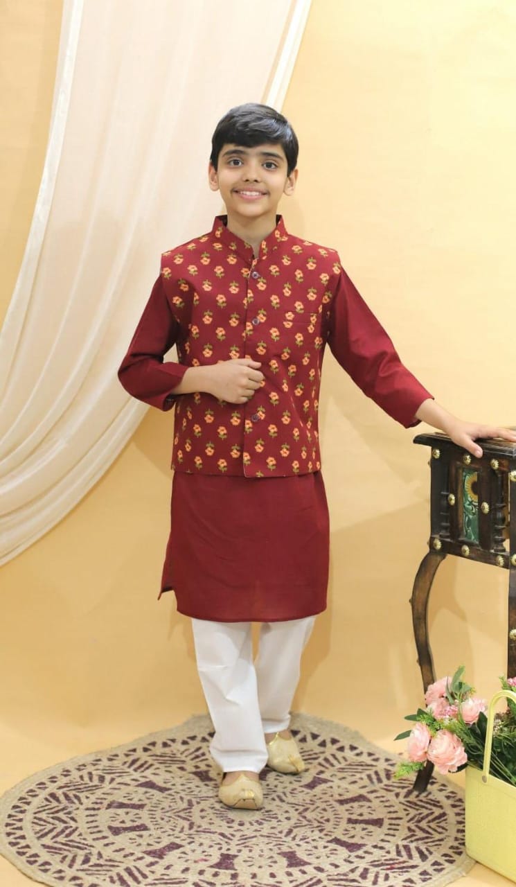 Kids Twining Set- Boys Kurta Pajama Jacket Set & Girls Kurti Sharara with Dupatta Set