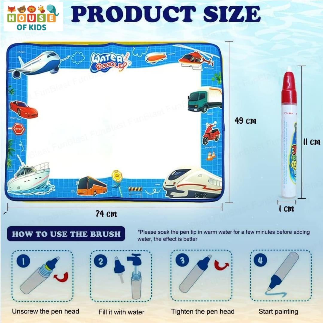 HOK Kids Water Doodle Mat with Rainbow Color Swatches