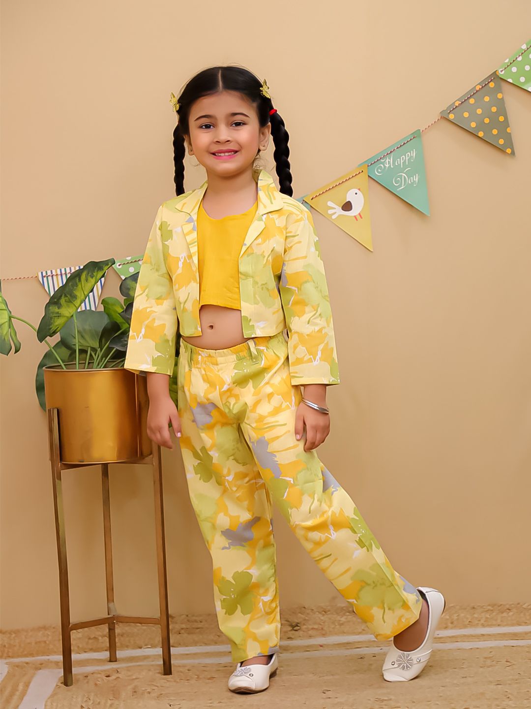 HOK Short Jacket High waist Cord Set for Girls