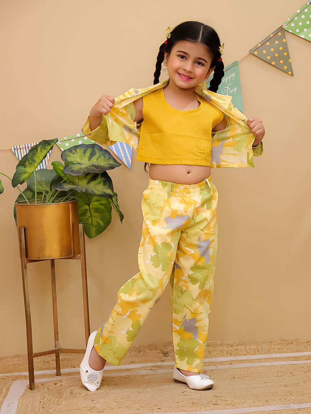 HOK Short Jacket High waist Cord Set for Girls